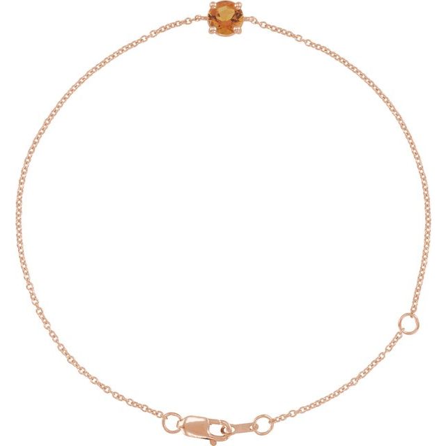 14K Rose Natural Citrine  6 1/2-7-1/2" Bracelet