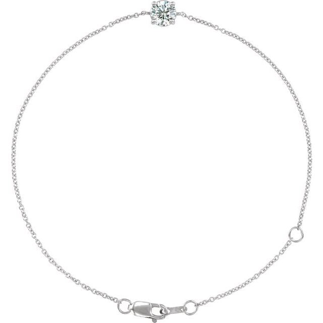 14K White Natural White Sapphire  6 1/2-7-1/2" Bracelet