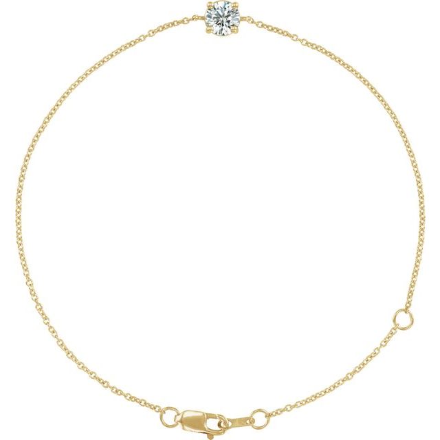 14K Yellow Natural White Sapphire  6 1/2-7-1/2" Bracelet