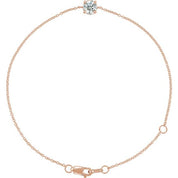 14K Rose Natural White Sapphire  6 1/2-7-1/2" Bracelet