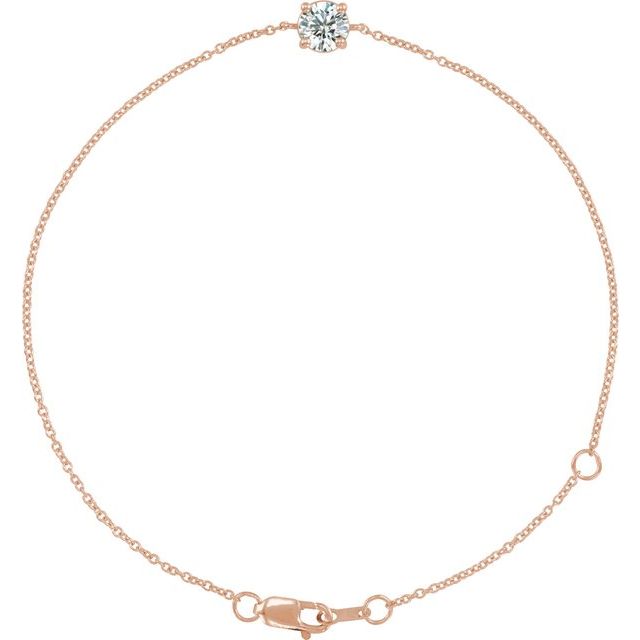 14K Rose Natural White Sapphire  6 1/2-7-1/2" Bracelet