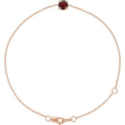 14K Rose Natural Mozambique Garnet  6 1/2-7-1/2" Bracelet