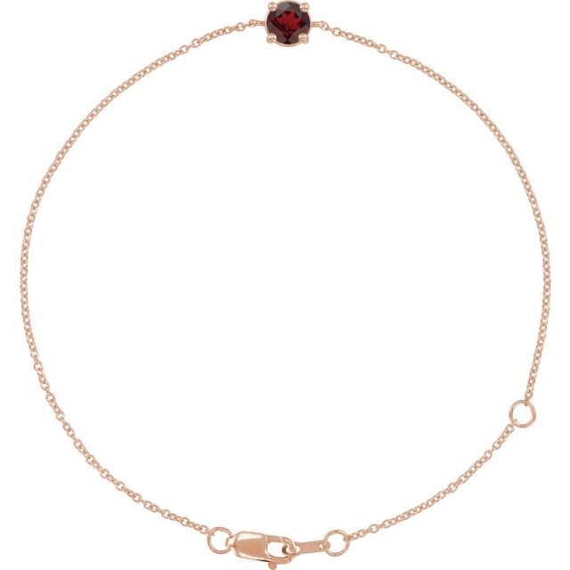 14K Rose Natural Mozambique Garnet  6 1/2-7-1/2" Bracelet
