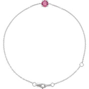 Sterling Silver Natural Pink Tourmaline  6 1/2-7-1/2" Bracelet