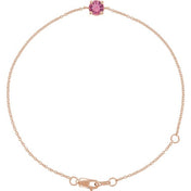 14K Rose Natural Pink Tourmaline  6 1/2-7-1/2" Bracelet