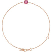 14K Rose Natural Pink Tourmaline  6 1/2-7-1/2" Bracelet