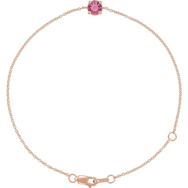 14K Rose Natural Pink Tourmaline  6 1/2-7-1/2" Bracelet