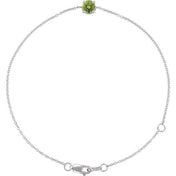Sterling Silver Natural Peridot  6 1/2-7-1/2" Bracelet