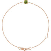 14K Rose Natural Peridot  6 1/2-7-1/2" Bracelet