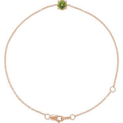 14K Rose Natural Peridot  6 1/2-7-1/2" Bracelet