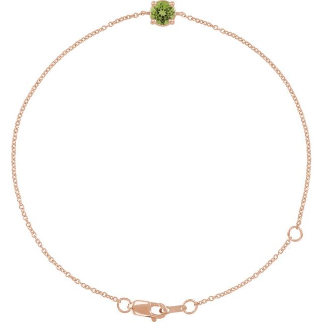 14K Rose Natural Peridot  6 1/2-7-1/2" Bracelet