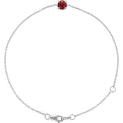 Sterling Silver Natural Ruby  6 1/2-7-1/2" Bracelet