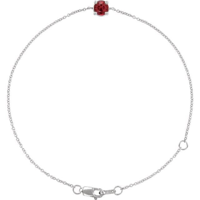 14K White Lab-Grown Ruby  6 1/2-7-1/2" Bracelet