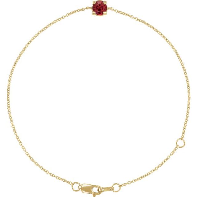 14K Yellow Lab-Grown Ruby  6 1/2-7-1/2" Bracelet