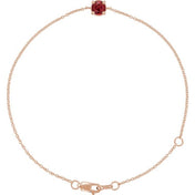 14K Rose Natural Ruby  6 1/2-7-1/2" Bracelet