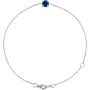 Sterling Silver Lab-Grown Blue Sapphire  6 1/2-7-1/2" Bracelet