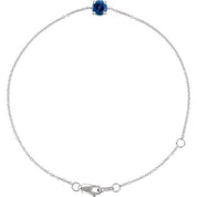 Sterling Silver Lab-Grown Blue Sapphire  6 1/2-7-1/2" Bracelet