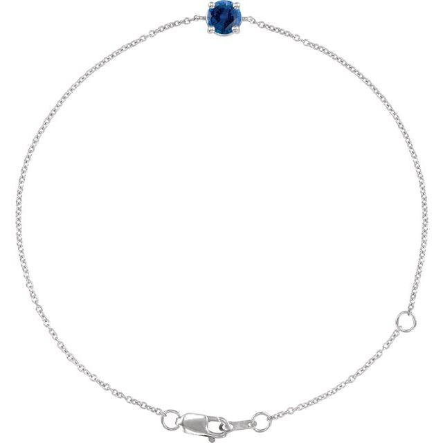Sterling Silver Lab-Grown Blue Sapphire  6 1/2-7-1/2" Bracelet