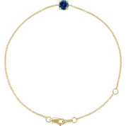 14K Yellow Lab-Grown Blue Sapphire  6 1/2-7-1/2" Bracelet