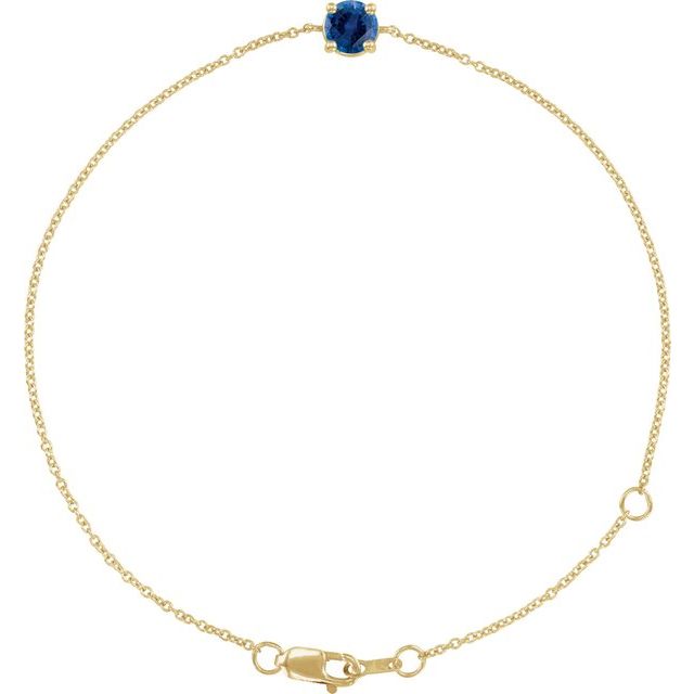 14K Yellow Lab-Grown Blue Sapphire  6 1/2-7-1/2" Bracelet