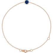 14K Rose Lab-Grown Blue Sapphire  6 1/2-7-1/2" Bracelet
