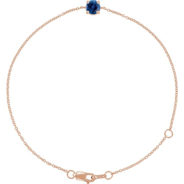 14K Rose Lab-Grown Blue Sapphire  6 1/2-7-1/2" Bracelet