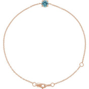 14K Rose Natural Blue Zircon  6 1/2-7-1/2" Bracelet