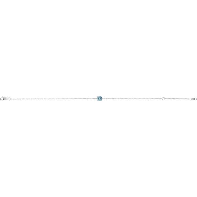 Sterling Silver Natural Aquamarine  6 1/2-7-1/2" Bracelet