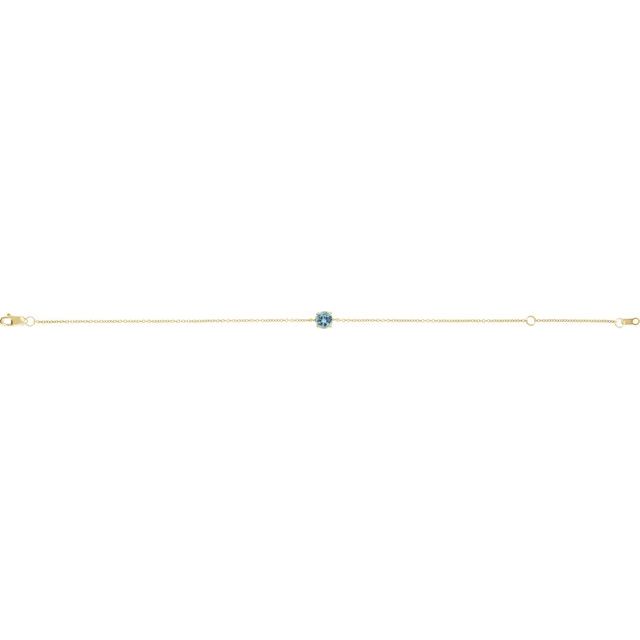14K Yellow Natural Aquamarine  6 1/2-7-1/2" Bracelet