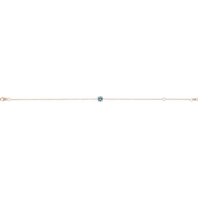 14K Rose Natural Aquamarine 6 1/2-7 1/2" Bracelet