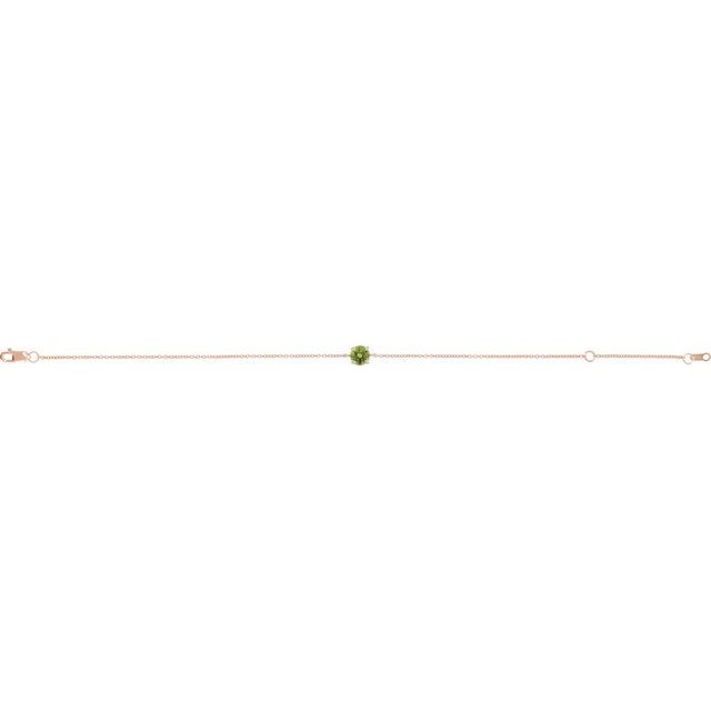 14K Rose Natural Peridot  6 1/2-7-1/2" Bracelet