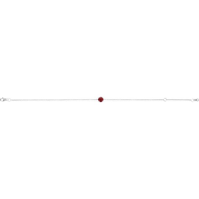 Sterling Silver Natural Ruby  6 1/2-7-1/2" Bracelet