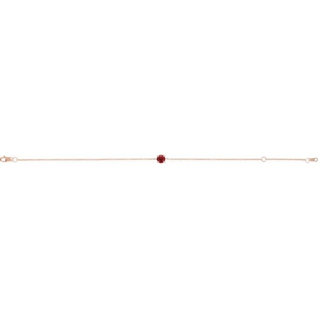 14K Rose Lab-Grown Ruby  6 1/2-7-1/2" Bracelet