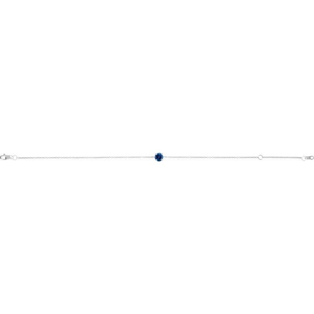 Sterling Silver Lab-Grown Blue Sapphire  6 1/2-7-1/2" Bracelet