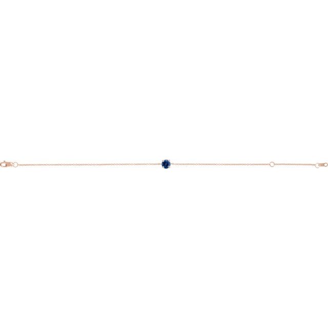 14K Rose Natural Blue Sapphire  6 1/2-7-1/2" Bracelet