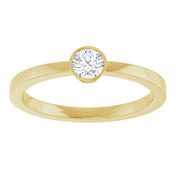 14K Yellow Gold 1/5 CT Natural Diamond Bezel-Set Solitaire Ring - 126776:104:P