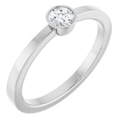Platinum 1/5 CT Natural Diamond Bezel-Set Solitaire Ring - Premium Quality