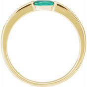 14K Yellow Imitation Emerald & .05 CTW Natural Diamond Ring