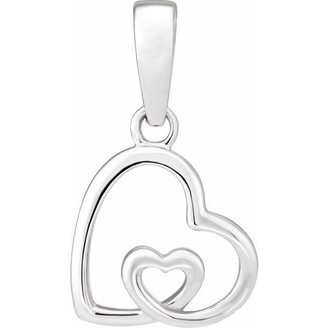 14K White Heart Pendant