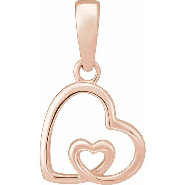 14K Rose Heart Pendant