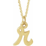 14K Yellow Petite Initial R 16" Necklace