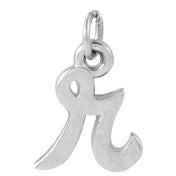 14K White Petite Initial R Pendant