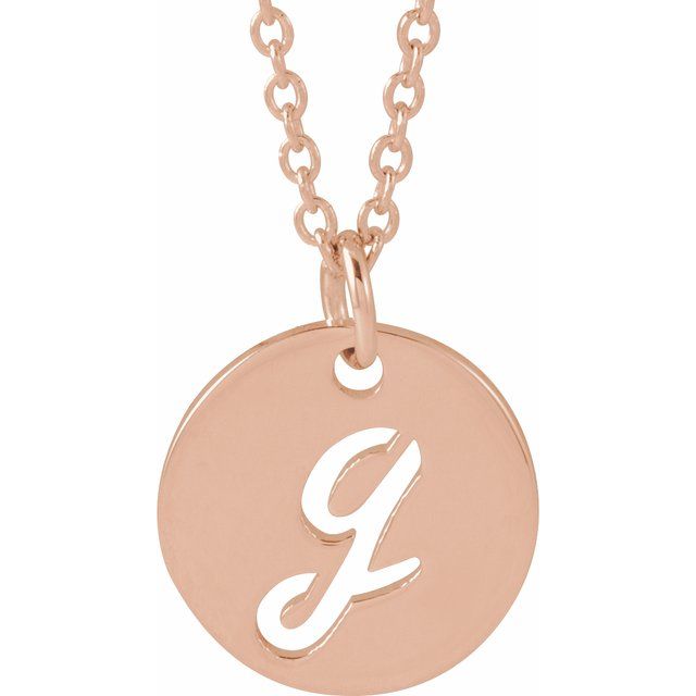14K Rose Script Initial G 16-18" Necklace