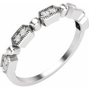 14K White .08 CTW Natural Diamond Stackable Ring