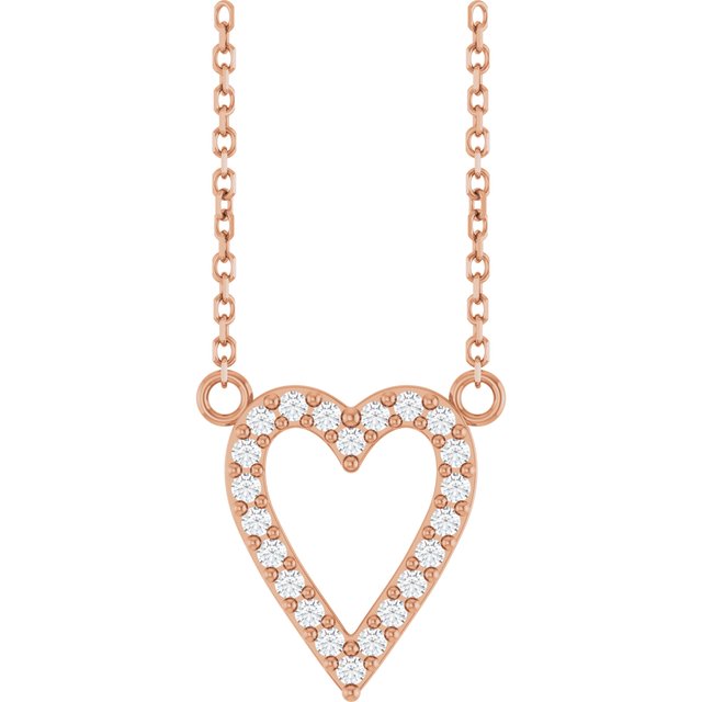 14K Rose Gold 1/6 CTW Natural Diamond Heart Necklace - Elegant Jewelry by [Brand Name]