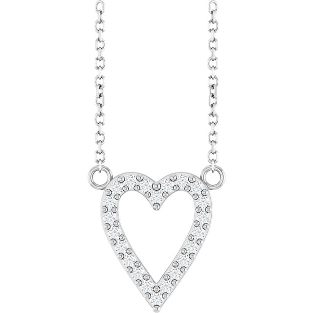 Sterling Silver 1/6 CTW Natural Diamond Heart Necklace - 18"