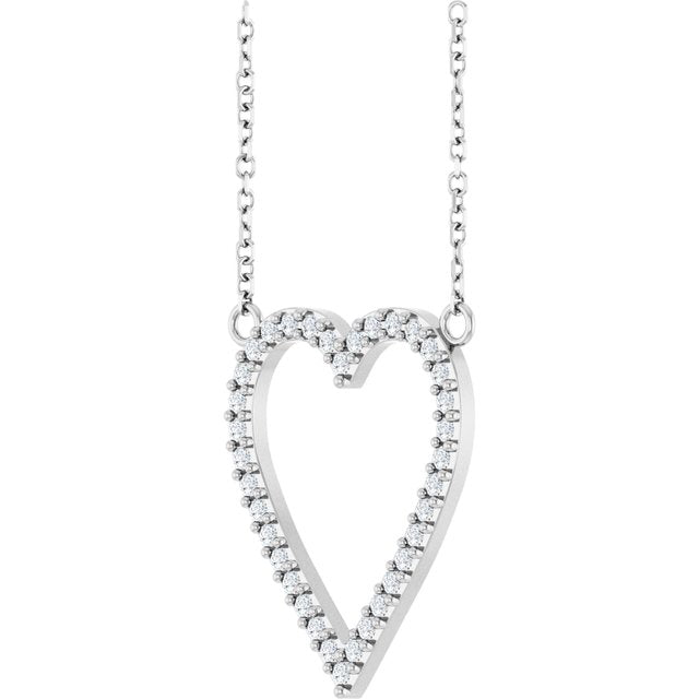 Sterling Silver 1/4 CTW Natural Diamond Heart 18" Necklace