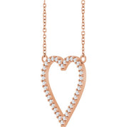 14K Rose 1/4 CTW Natural Diamond Heart 18" Necklace