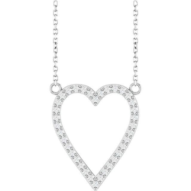 Sterling Silver 1/4 CTW Natural Diamond Heart 18" Necklace