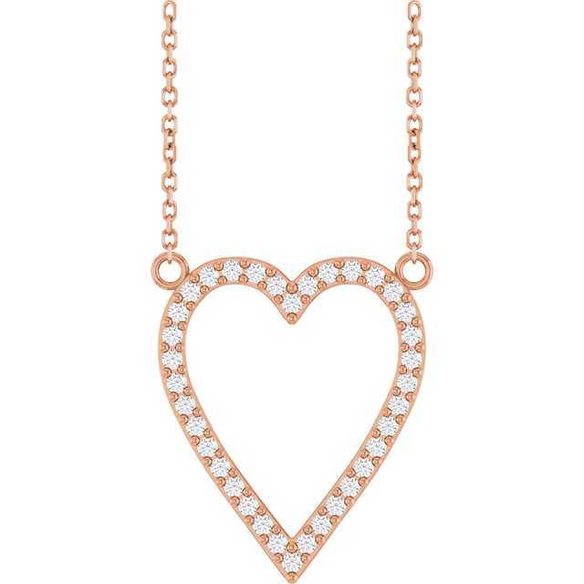 14K Rose 1/4 CTW Natural Diamond Heart 18" Necklace